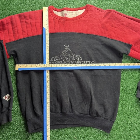 Vintage 80s Men's Flock Print British Knights Quilted Sweatshirt XL - Picture 4 of 4